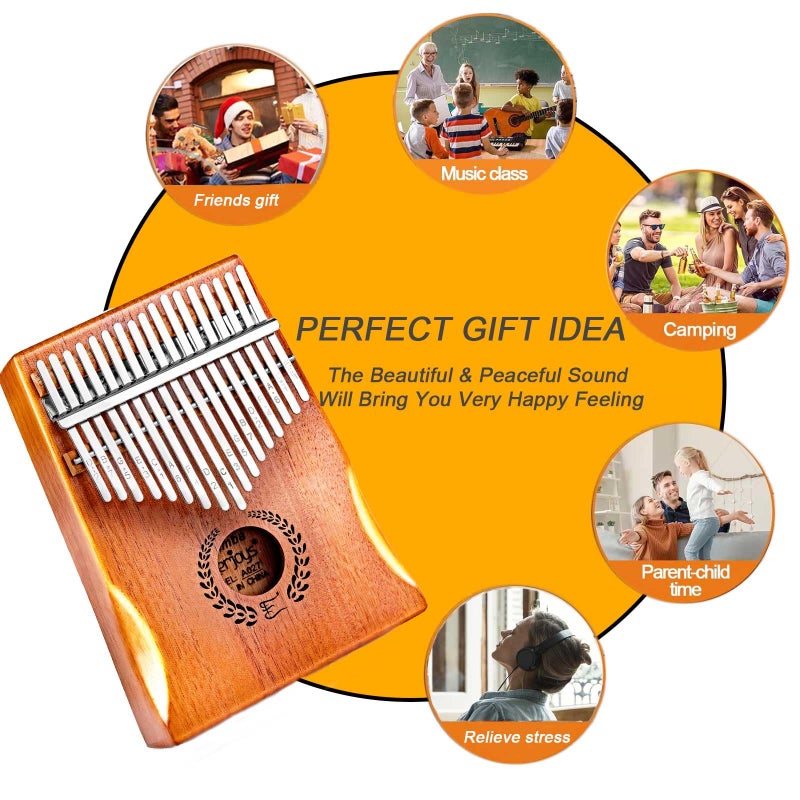 Everjoys Kalimba Thumb Piano 17 Keys, Professional Musical Instrument Finger Piano Marimbas with Portable Soft Cloth Bag, Fast to Learn Songbook, Tuning Hammer, All in One Kit - Image 3